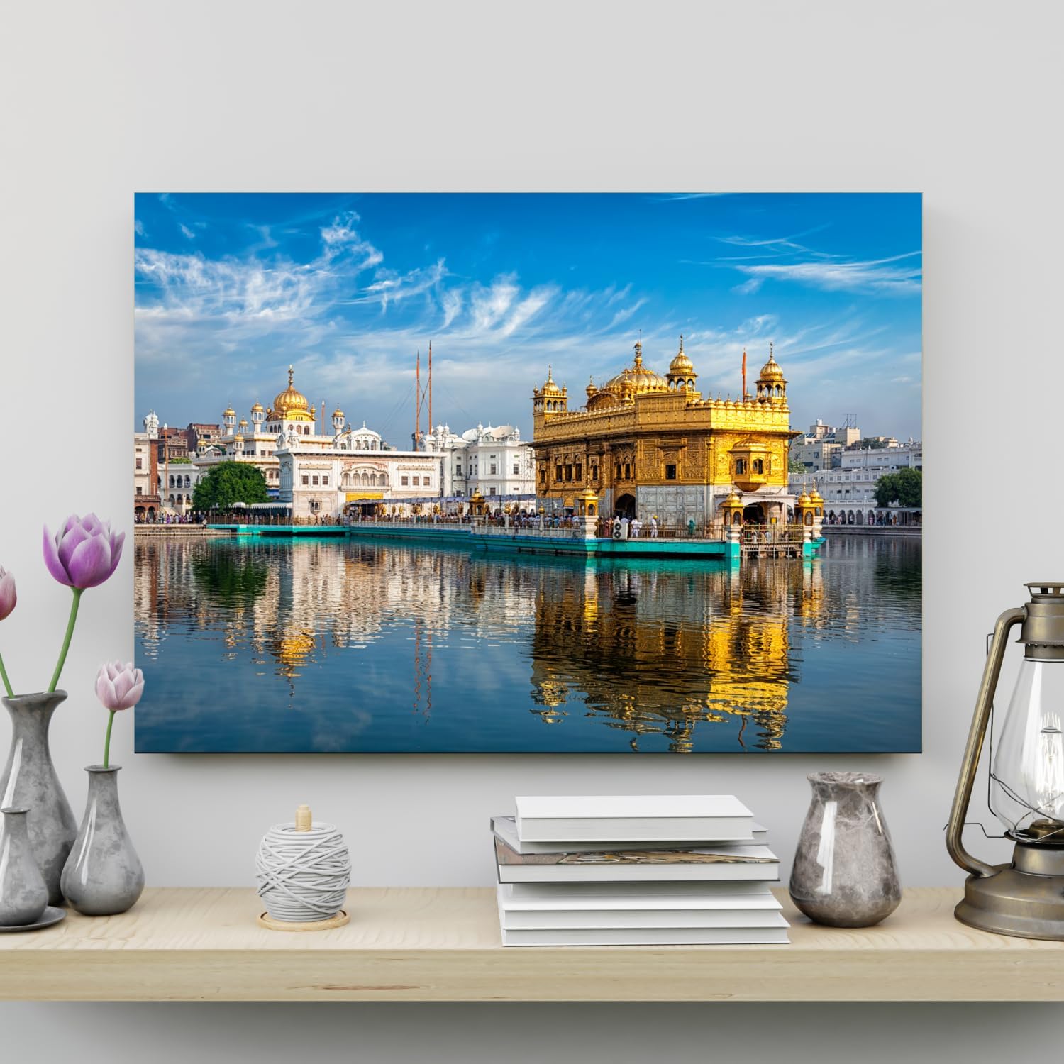 Chalk My Theme Golden Temple Wood Print Wall Art Home Decor, Living Room, Bedroom, Cafe, Room Painting For Wall Decoration -9 X